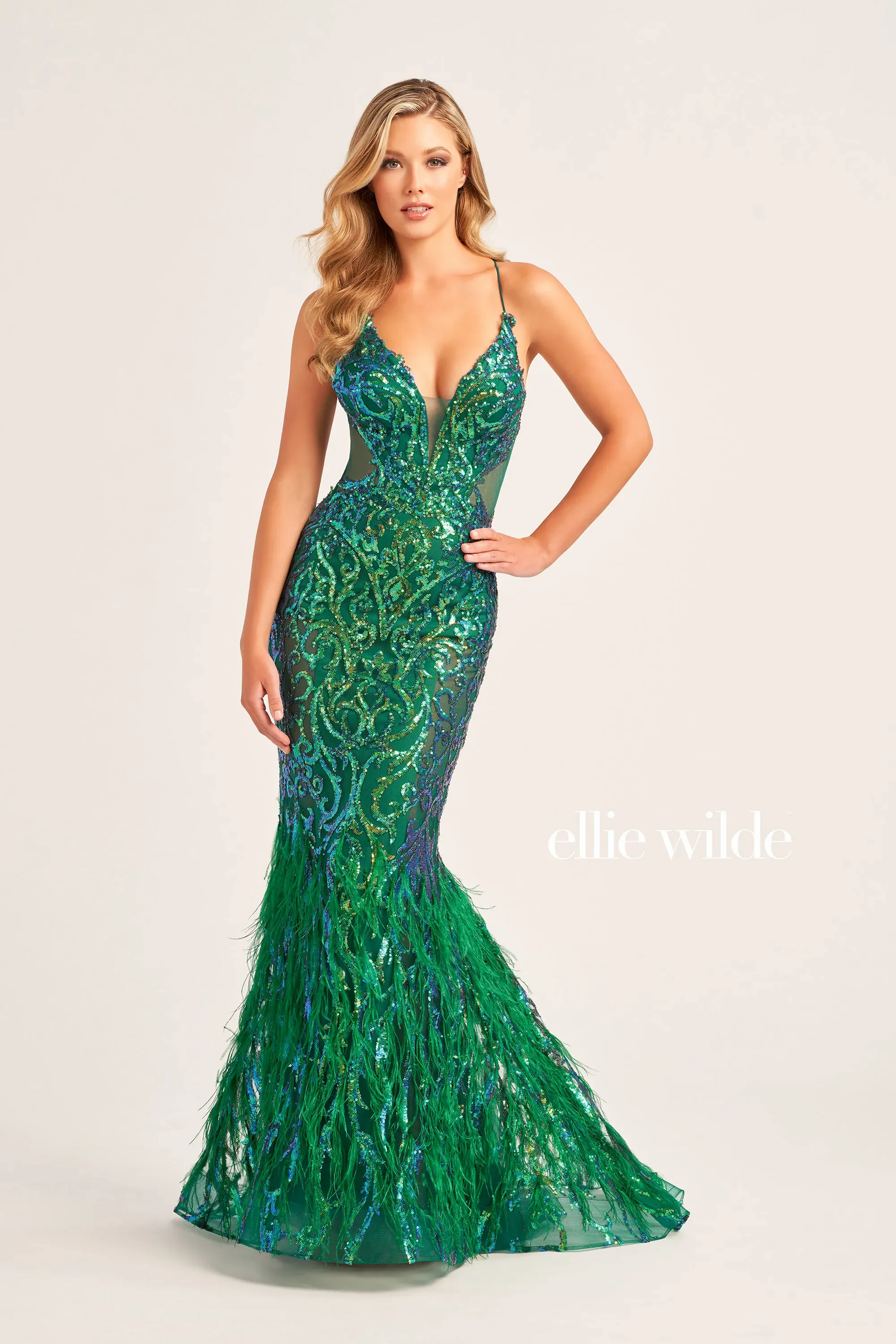 green emerald velvet dress Morilee Heat Stone Cut Out Prom Dress 49013 main image 1
