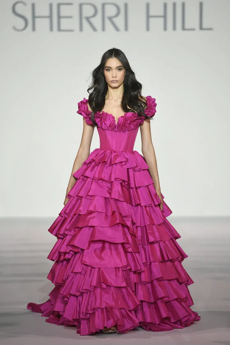 Sherri Hill Style #56039 #6 Fuchsia frontface vertical picture