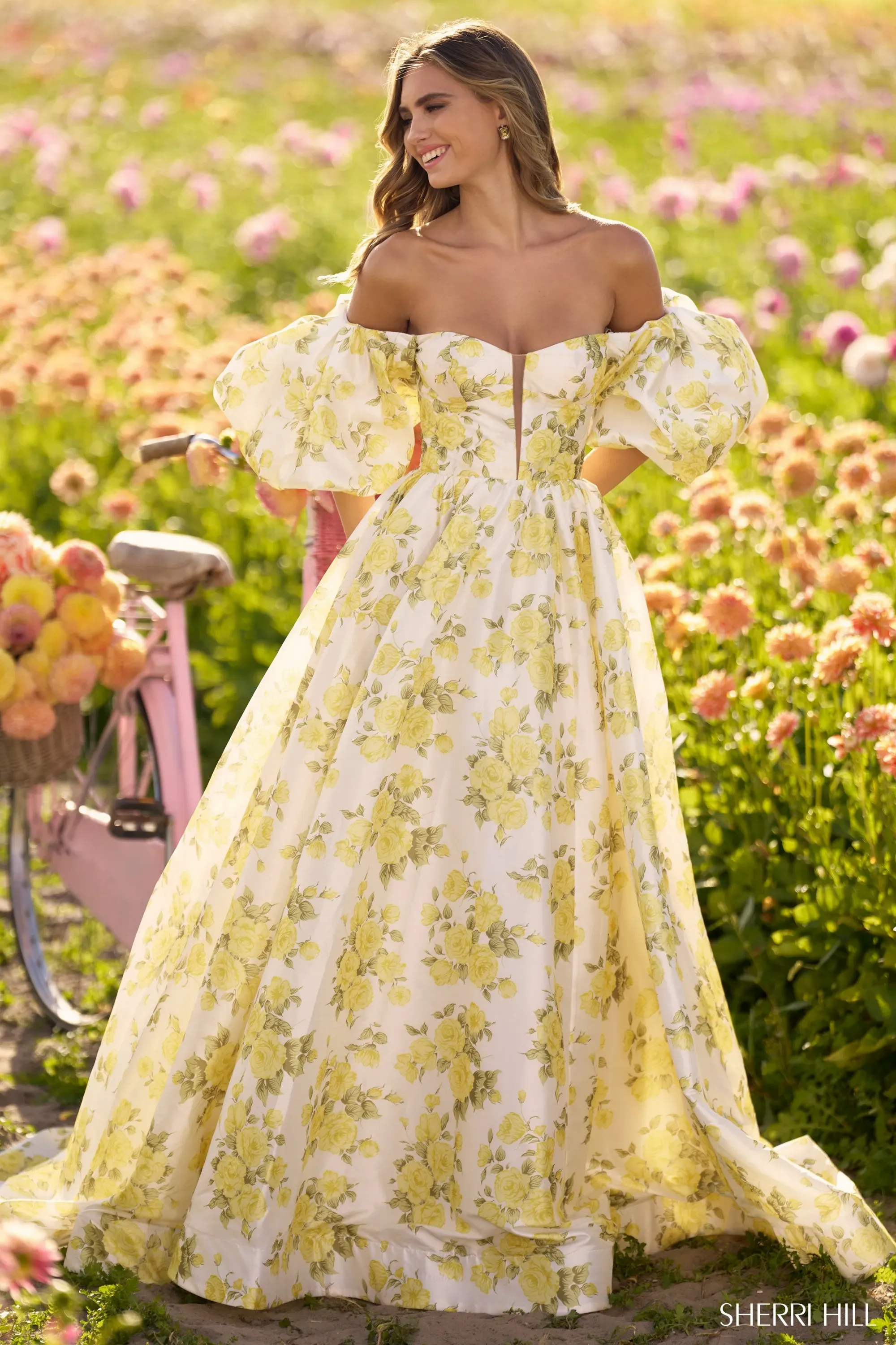 トップス house on the hill L/S Tee yellow flower Sherri Hill - 56379 | Boom Babies