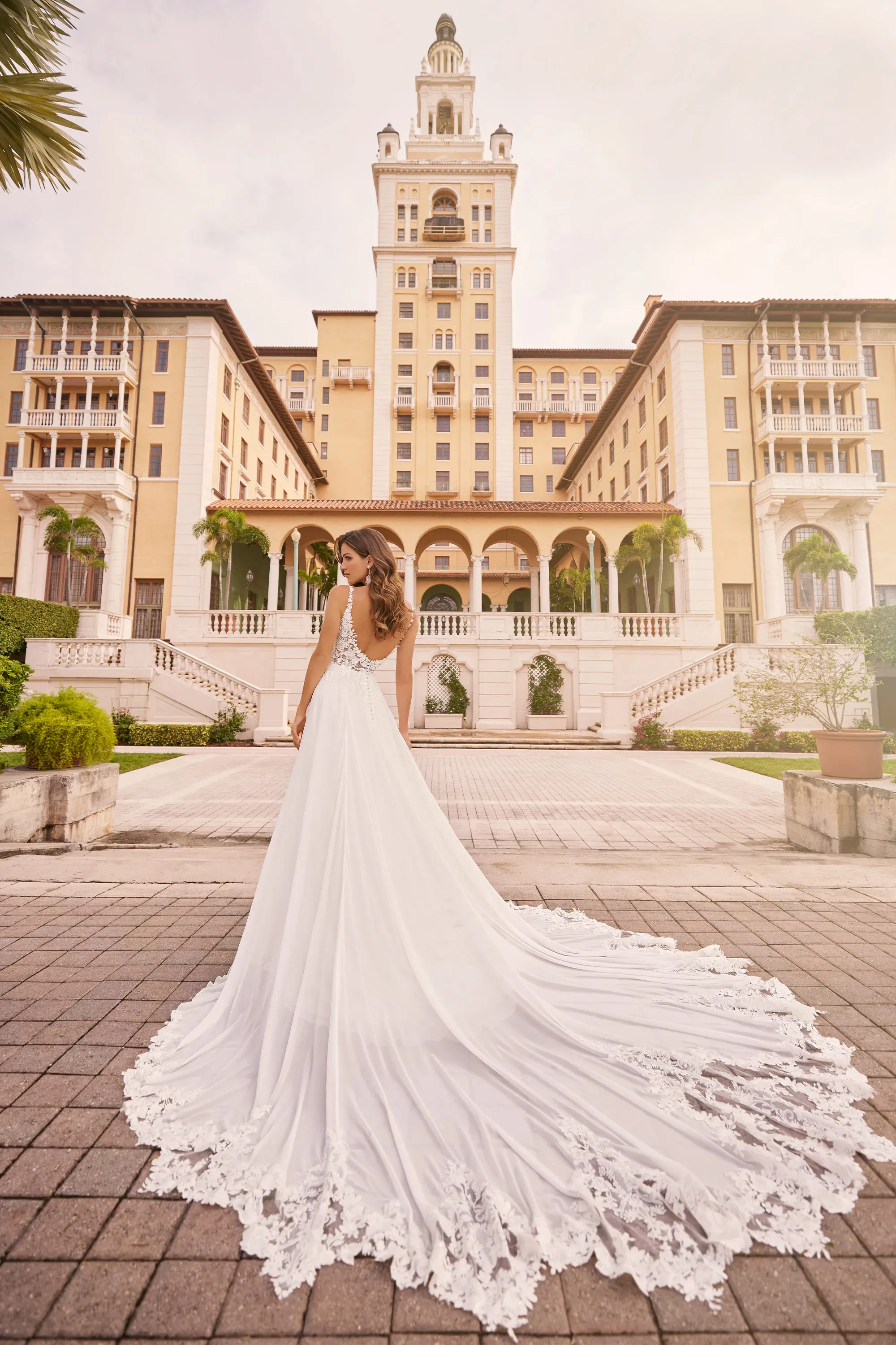 Dawson: Floral Lace V-Neck A-Line Wedding Dress with Spaghetti