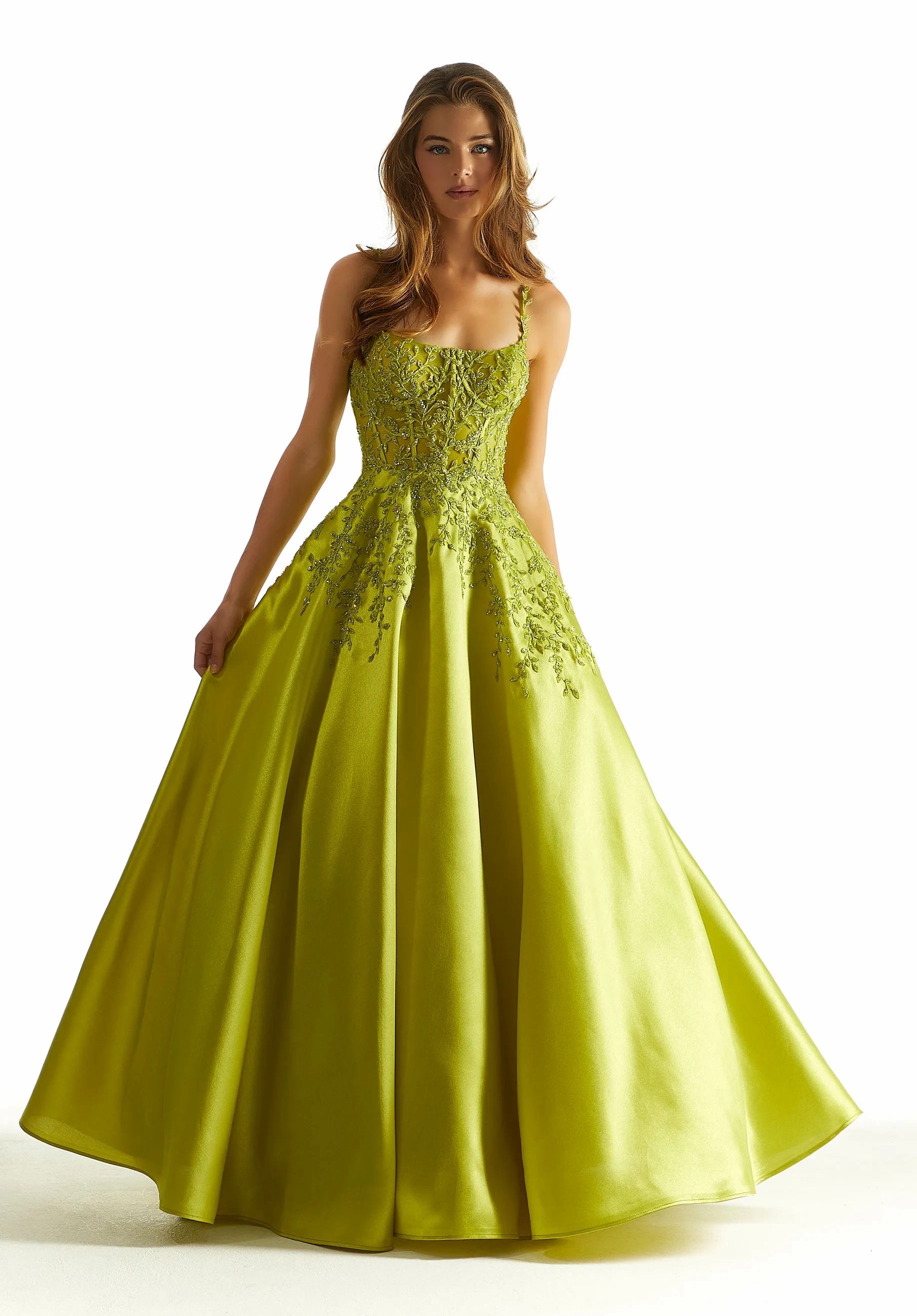 green emerald velvet dress Lime Green Sequin Plunging Neck Designer Mermaid Prom Dress main image 1