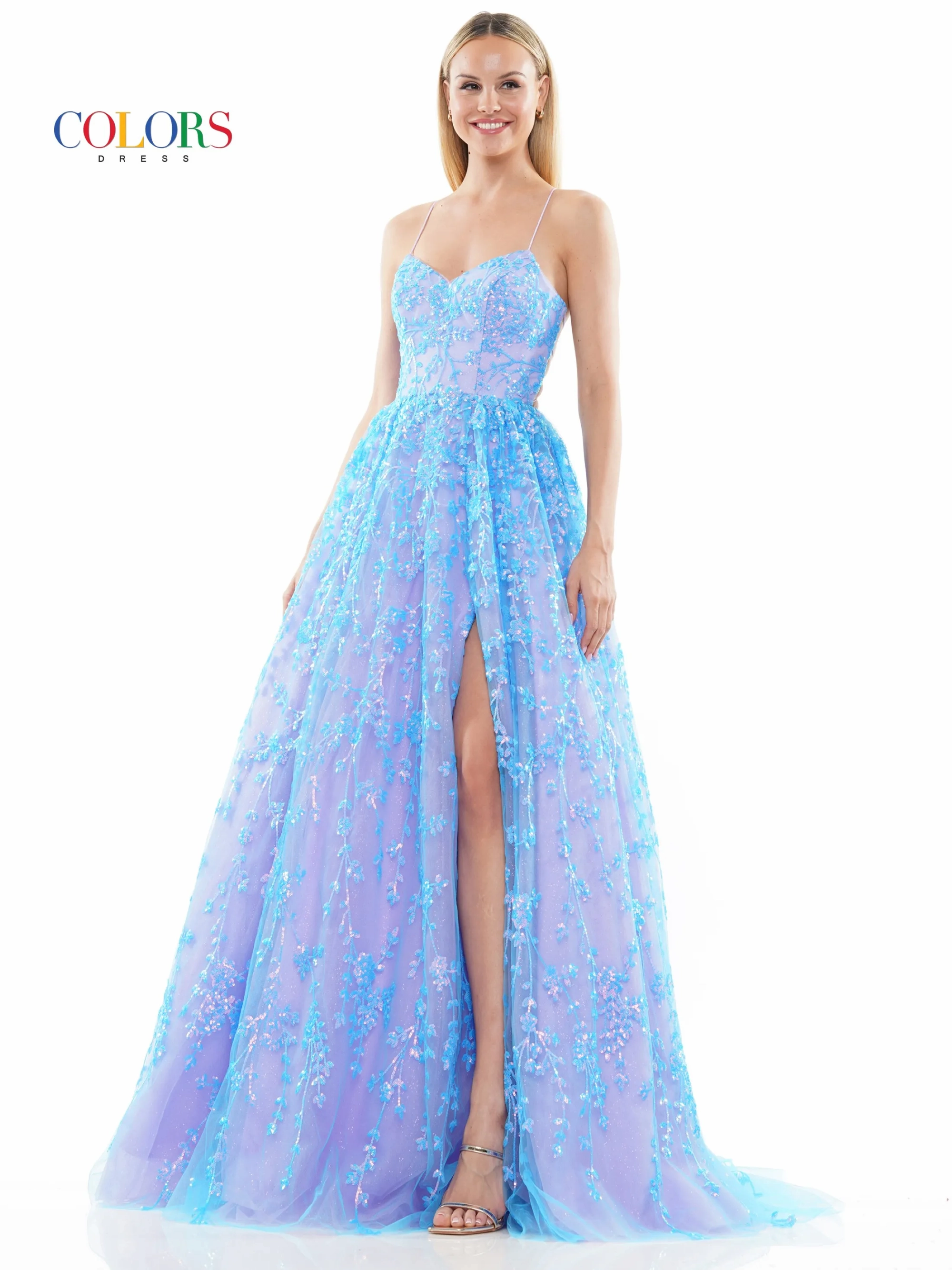 strapless open back dress Sherri Hill Ruffle Corset Prom Dress 56162 Royal / 4