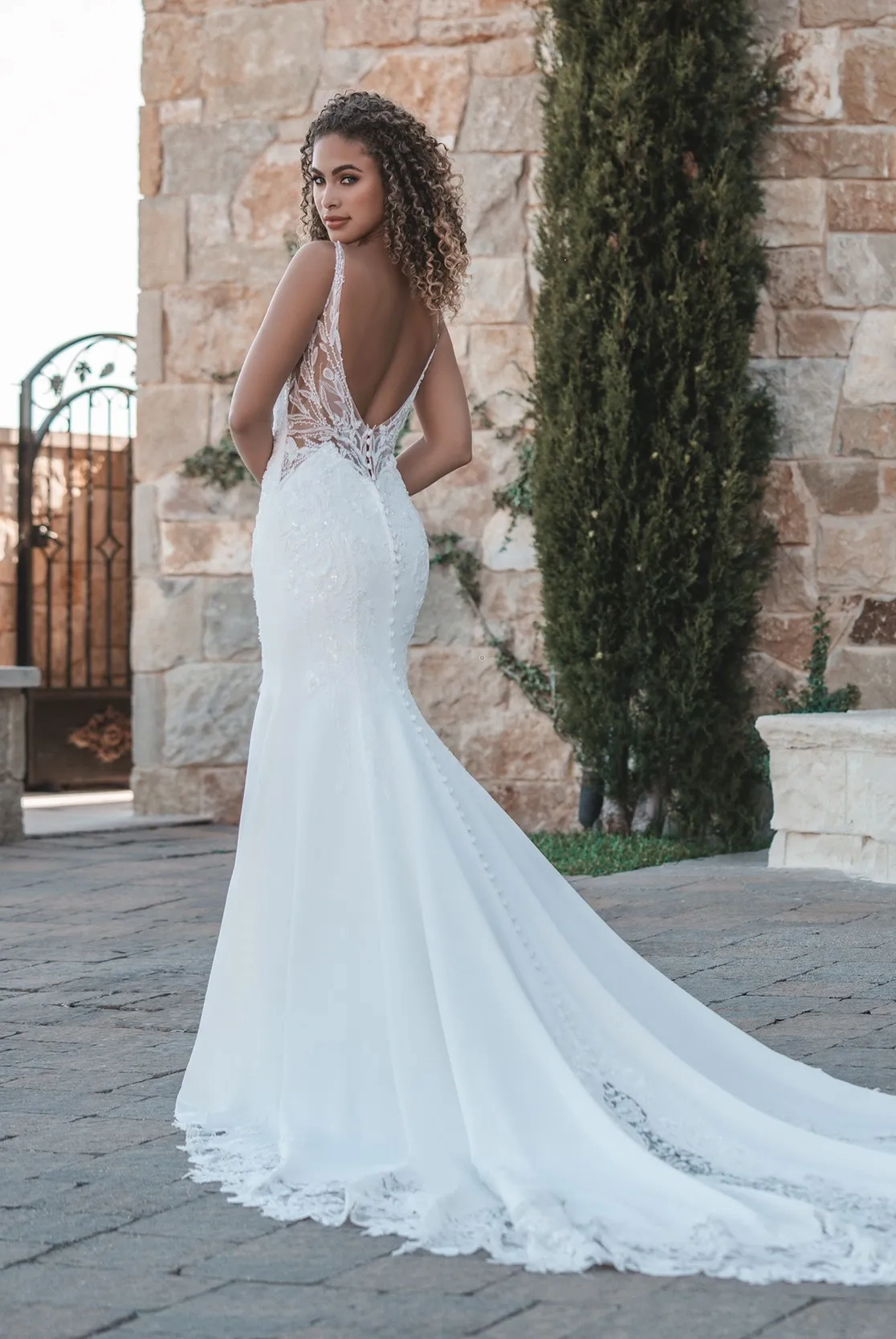 Allure Bridals A1201 Wedding Dress | Beaded Crepe Sheath Elegance | Radiant  Bride Cleveland