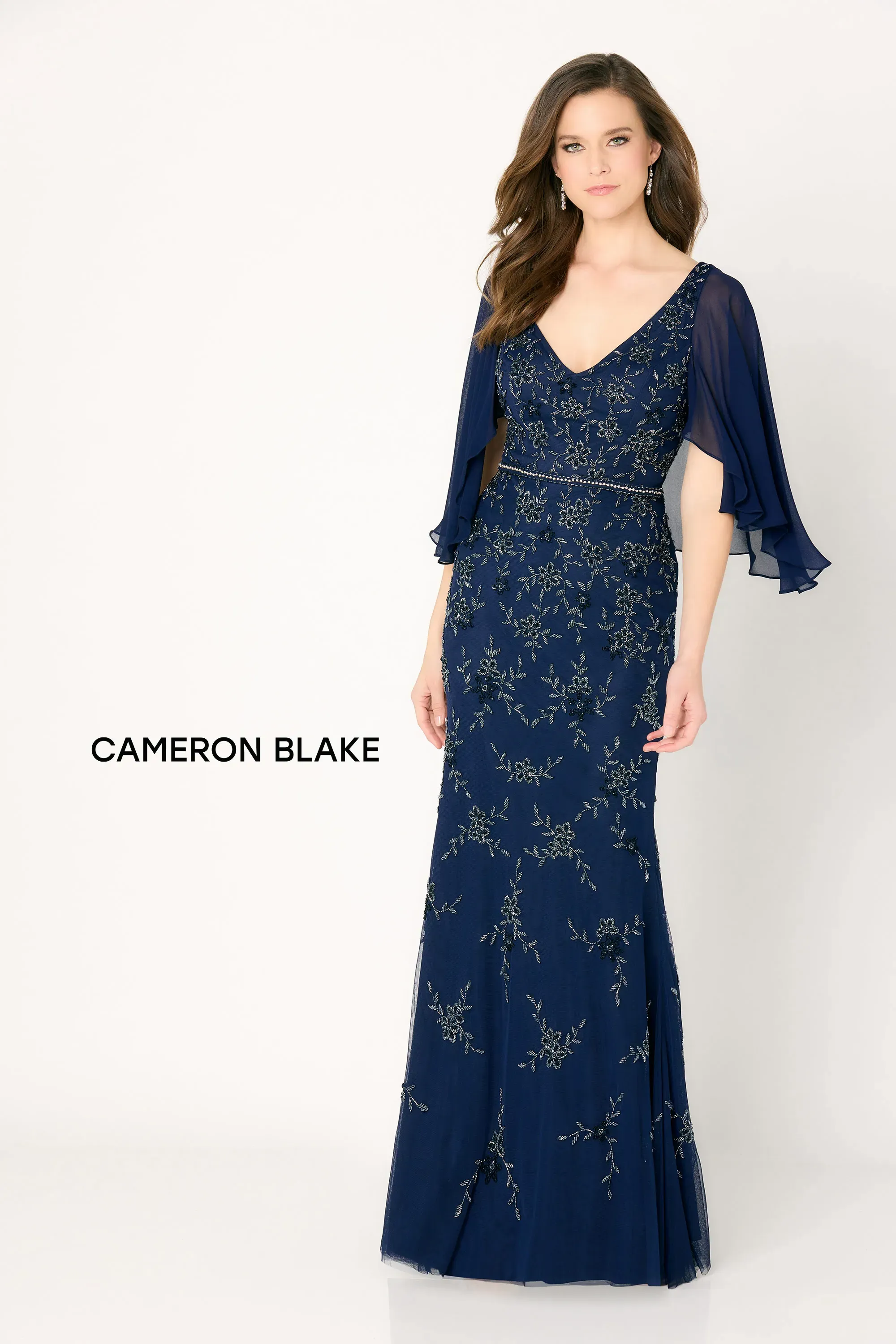 cameron blake formal dresses Cameron Blake CB780 - Flutter Sleeve Embroidered Evening Dress XS / Sage main image 1