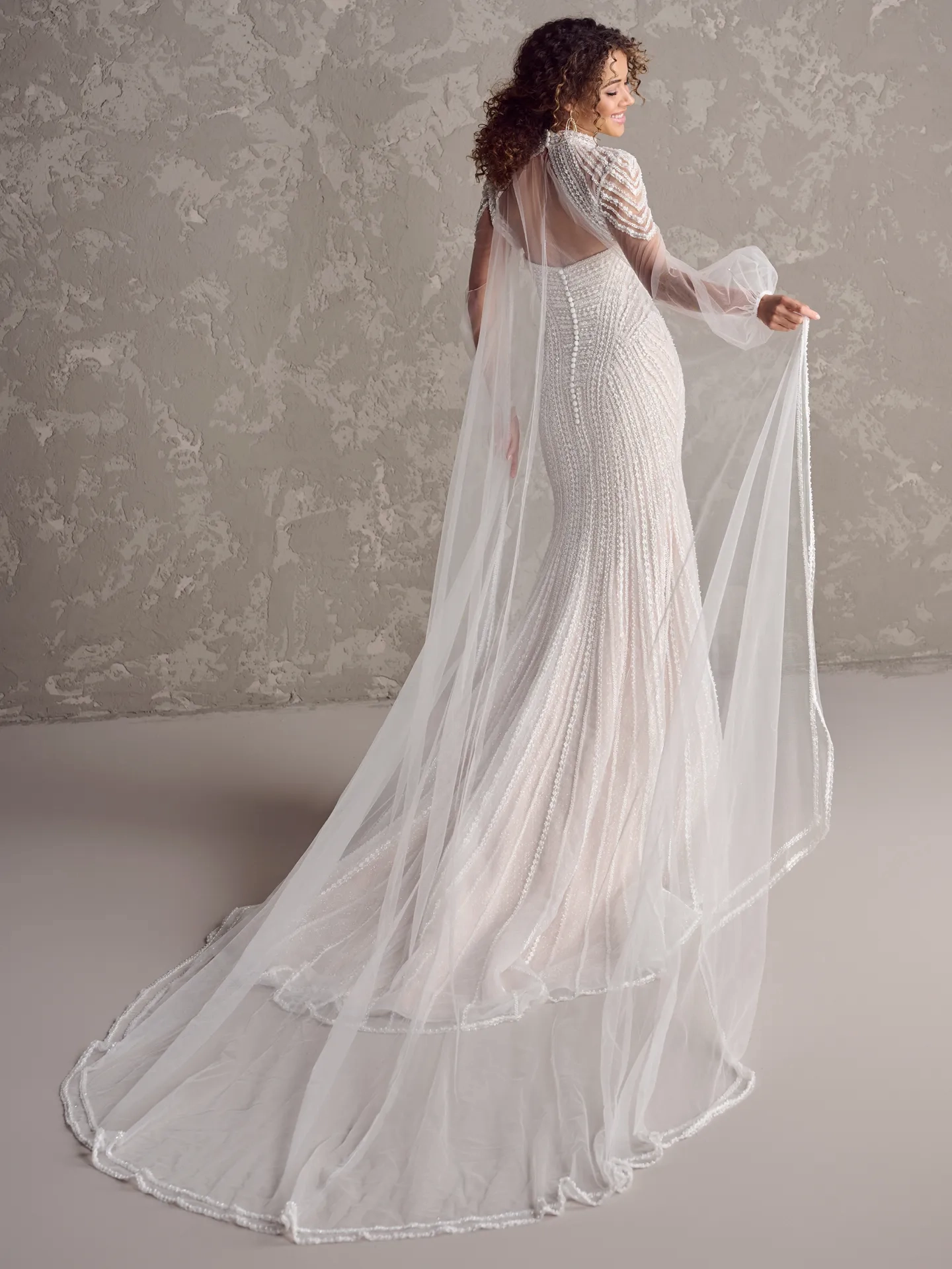 weddingインナーSET♡ 66040: Illusion Lace Fit and Flare Dress with Overcoat | Lillian West