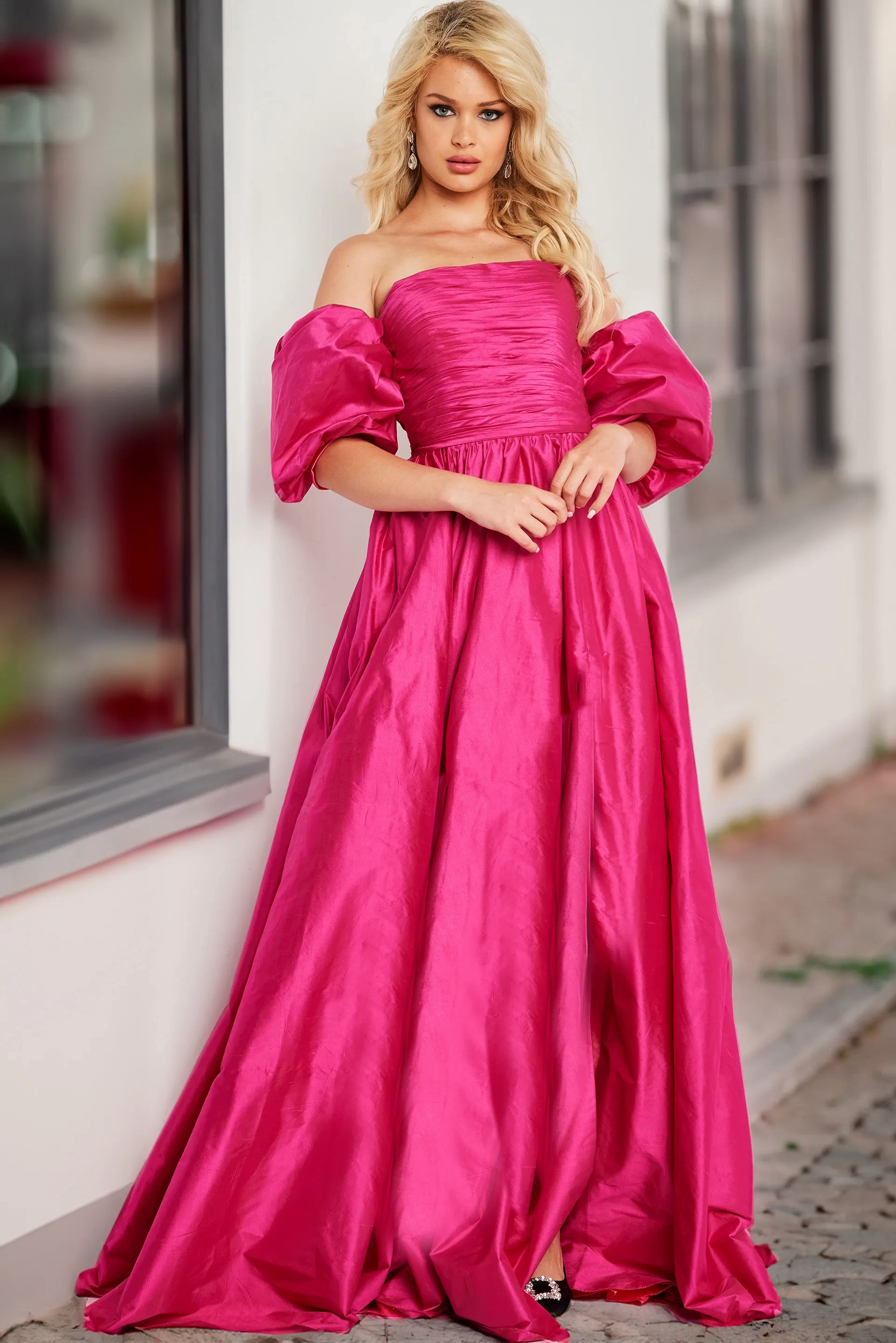 ワンピース ETMON Bolero Pintuck Dress, Pink Jovani 24099 - Nikki's Glitz and Glam Boutique| Prom| Prom