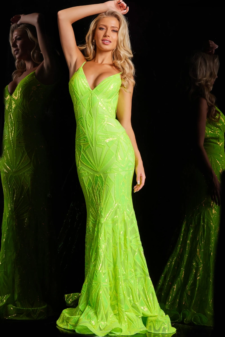 Jovani Style #36656 #5 Neon Green frontface vertical picture