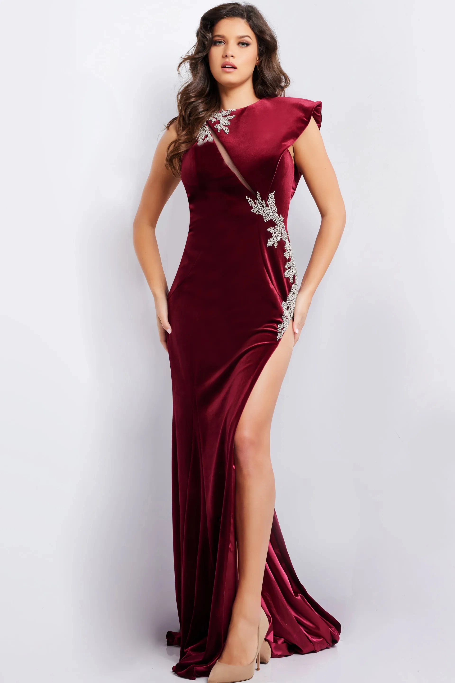 jovani burgundy prom dress Dresses - 37341 Color:As_Pictures aohooy Silk Satin Junior menu: newguest Strapless dress The sweetheart neckline of