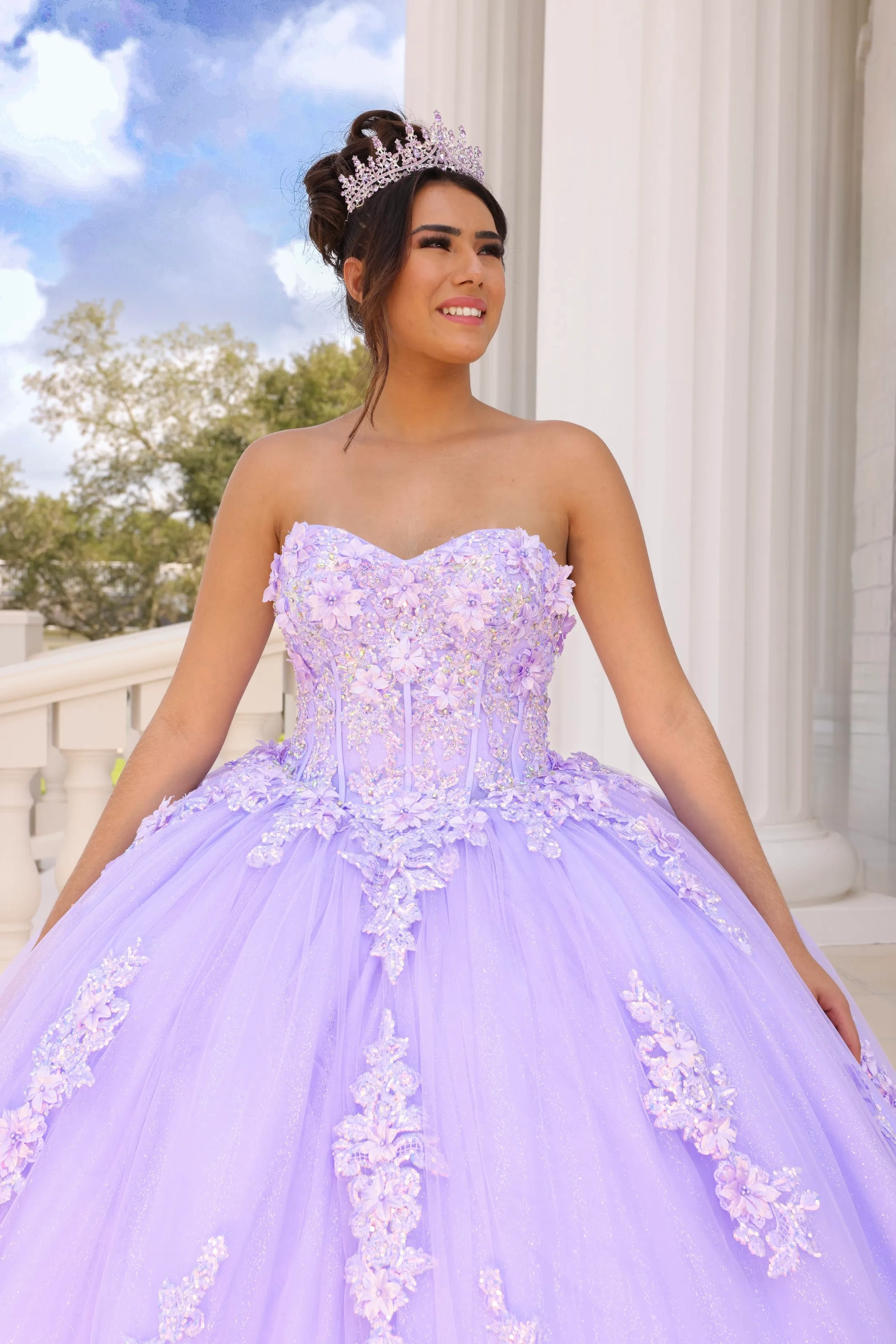 fitted lace wedding dress Lavender Off-Shoulder Ball Gown Quinceanera Dresses Vestidos De 15 Ano –  formalgowns main image 1