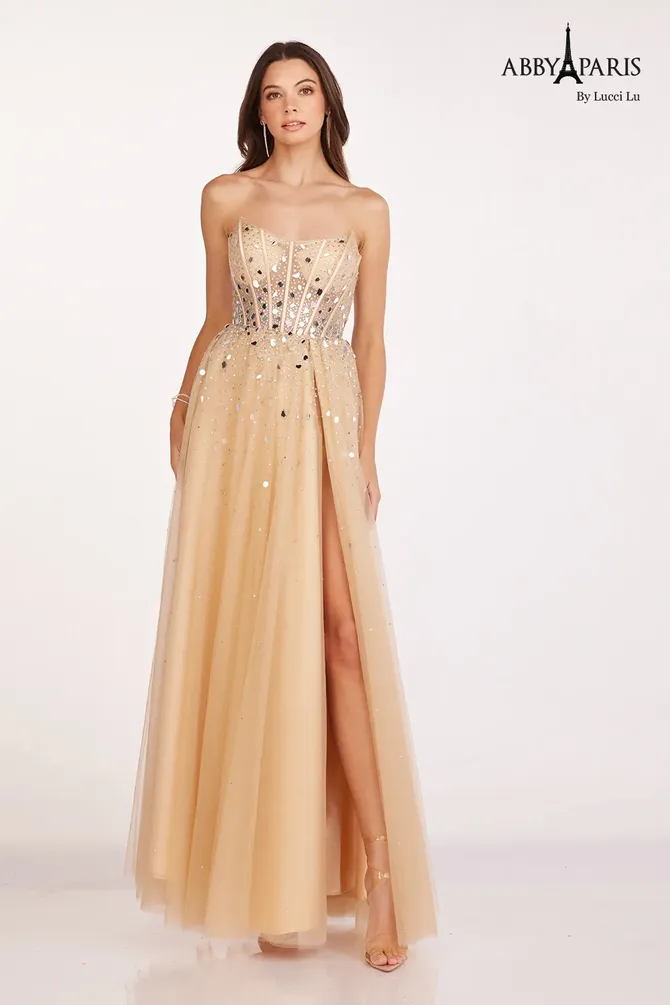 Abby Paris 90343 Sky Blue Prom Dress main image 1