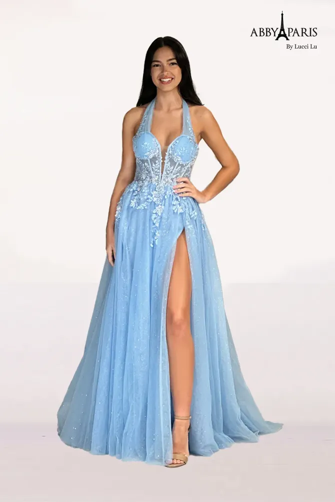 Abby Paris 90335 French Blue Prom Dress