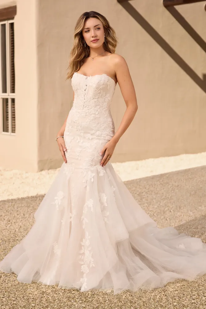 Strapless Textured Mermaid Gown