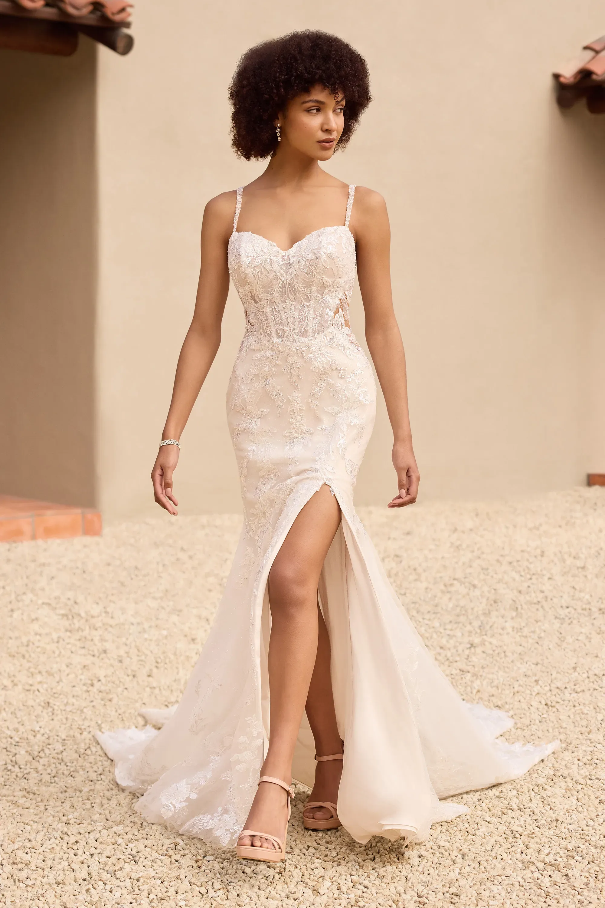 Floral Ilussion Lace Wedding Dress