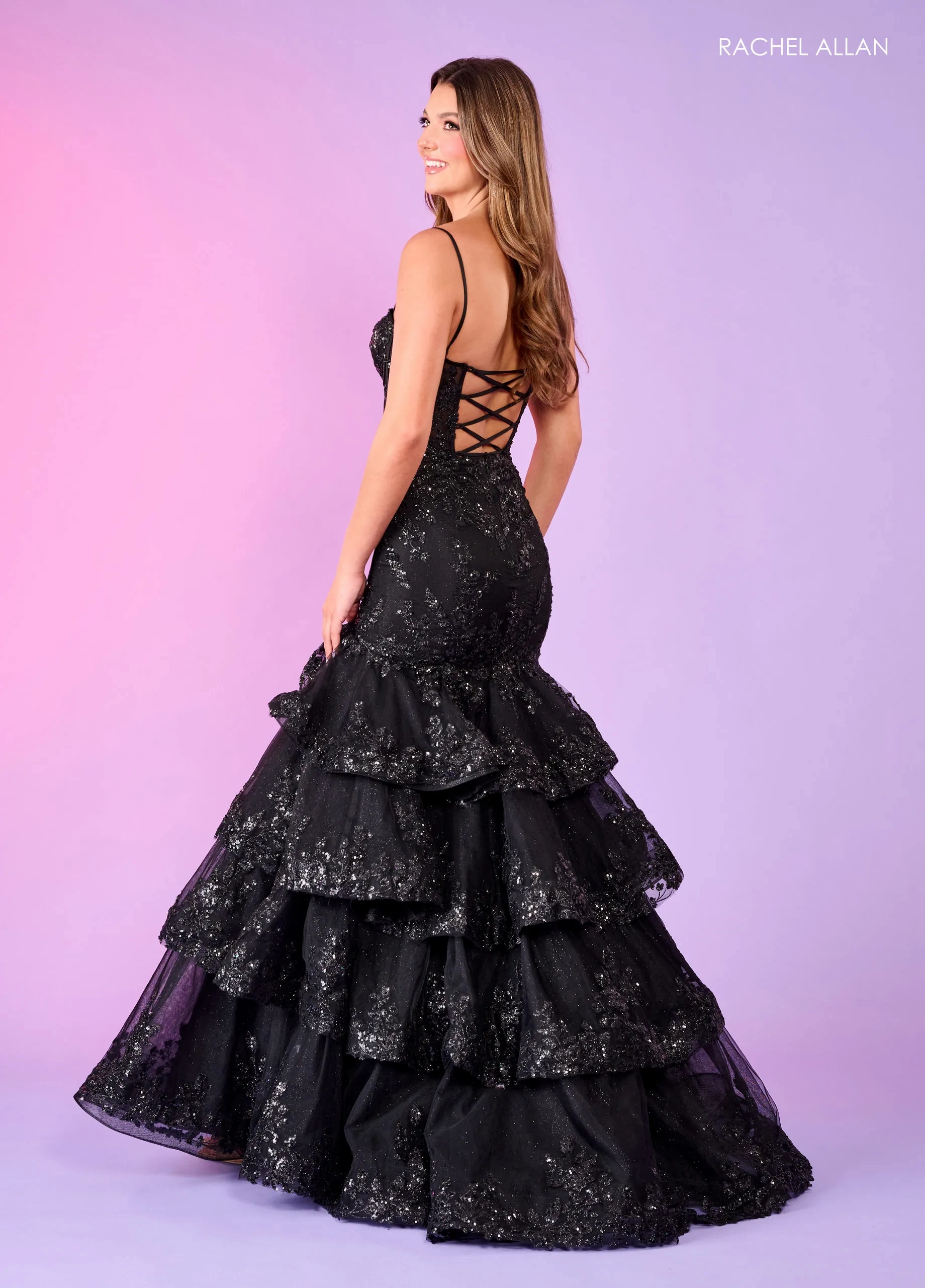 open lace back dress Rachel Allan 7064 Dress main image 1