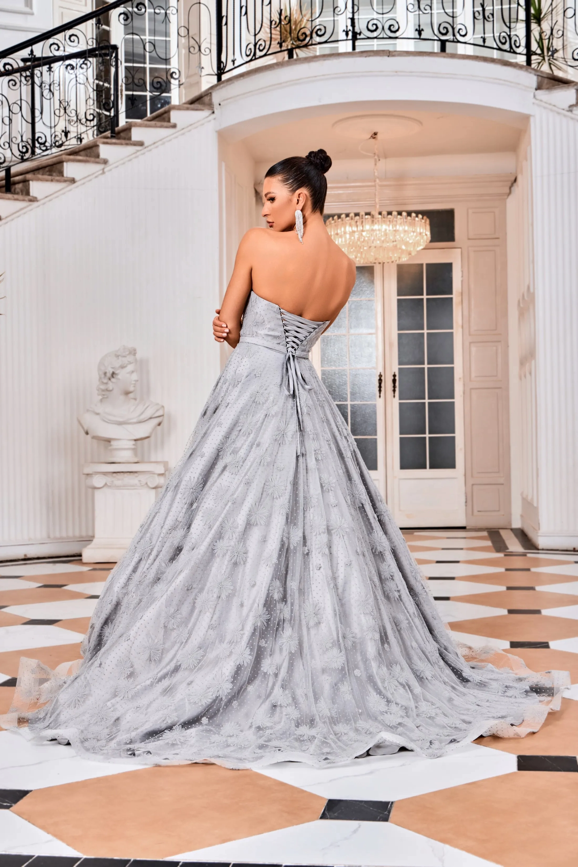 jadore silver dress J'Adore Dresses J26040 - Long Embellished tulle Sheath Dress