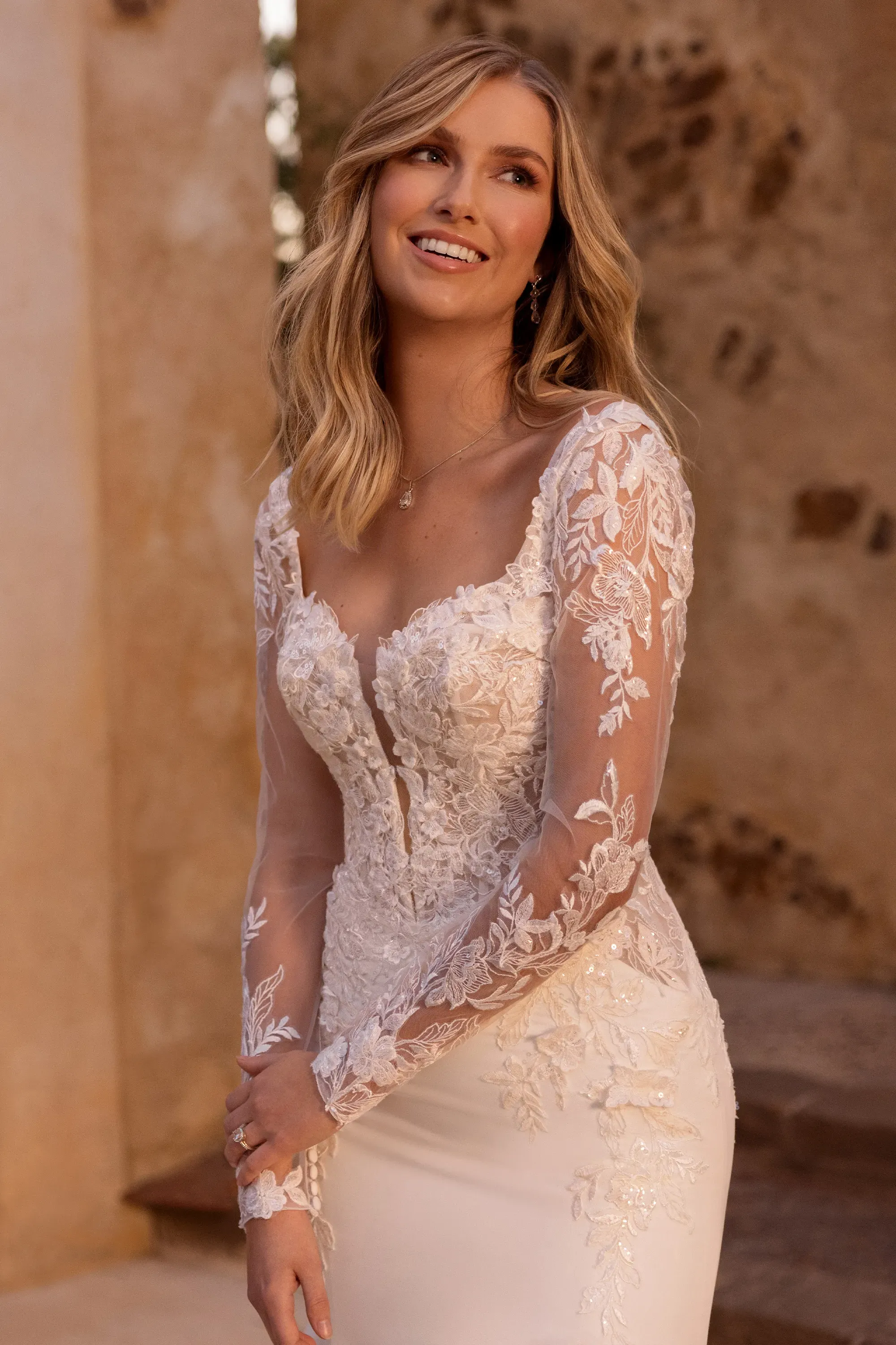 Tolli Wedding A Line Wedding Gown With Sleeves Sophia Tolli Y3150SL Amor Bridal Tolli Wedding A Line Wedding Gown With Sleeves Sophia Tolli Y3150SL Amor Bridal