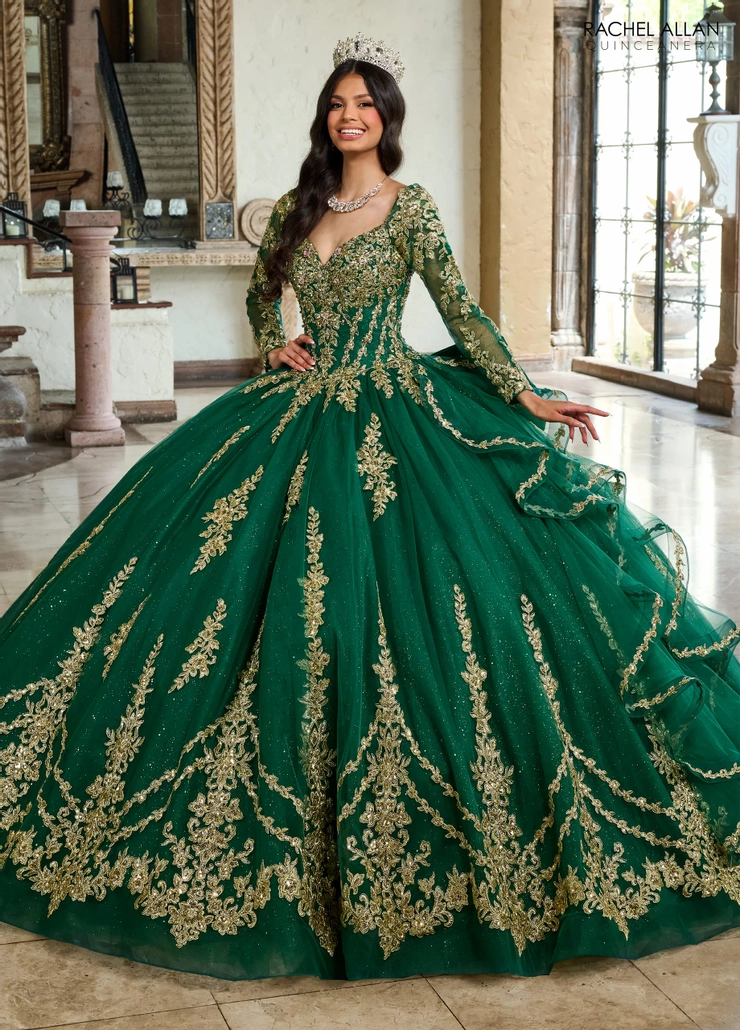 Carmina by Rachel Allan Style #RQ1137 #10 Emerald/Gold frontface vertical picture