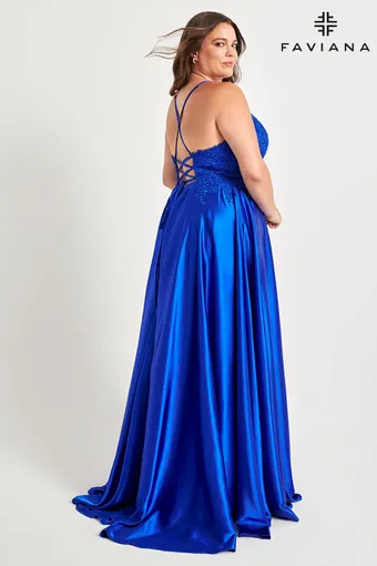 Faviana 9498  Graceful V-neck Prom A-line with Lace overlay #23 backface vertical thumbnail