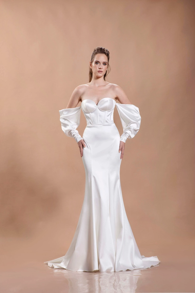 chinese dress ladies Wedding Mermaid Spaghetti Strap 3D Lace Tulle Lace Gown TW120 by Tina Holly Off White / 28 main image 1