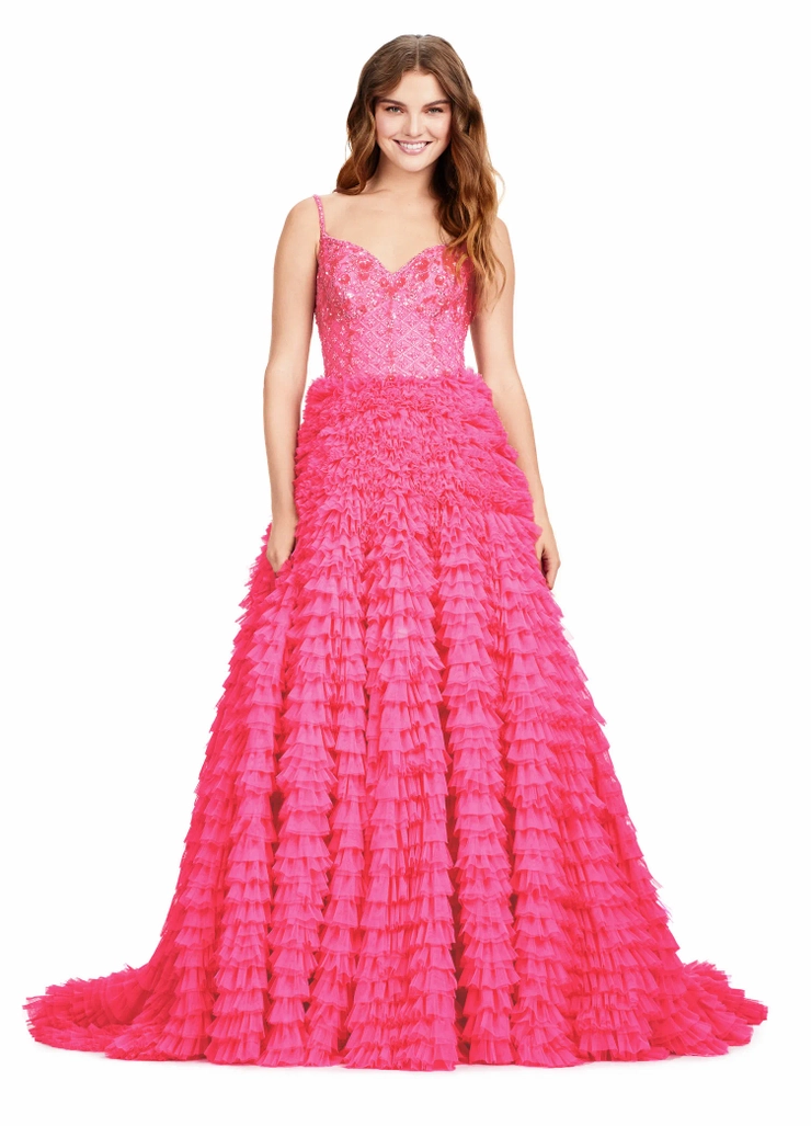 Ashley Lauren Style #11427 Ball Gown with Fully Beaded Bodice and Layered Tulle Skirt #1 frontface vertical picture