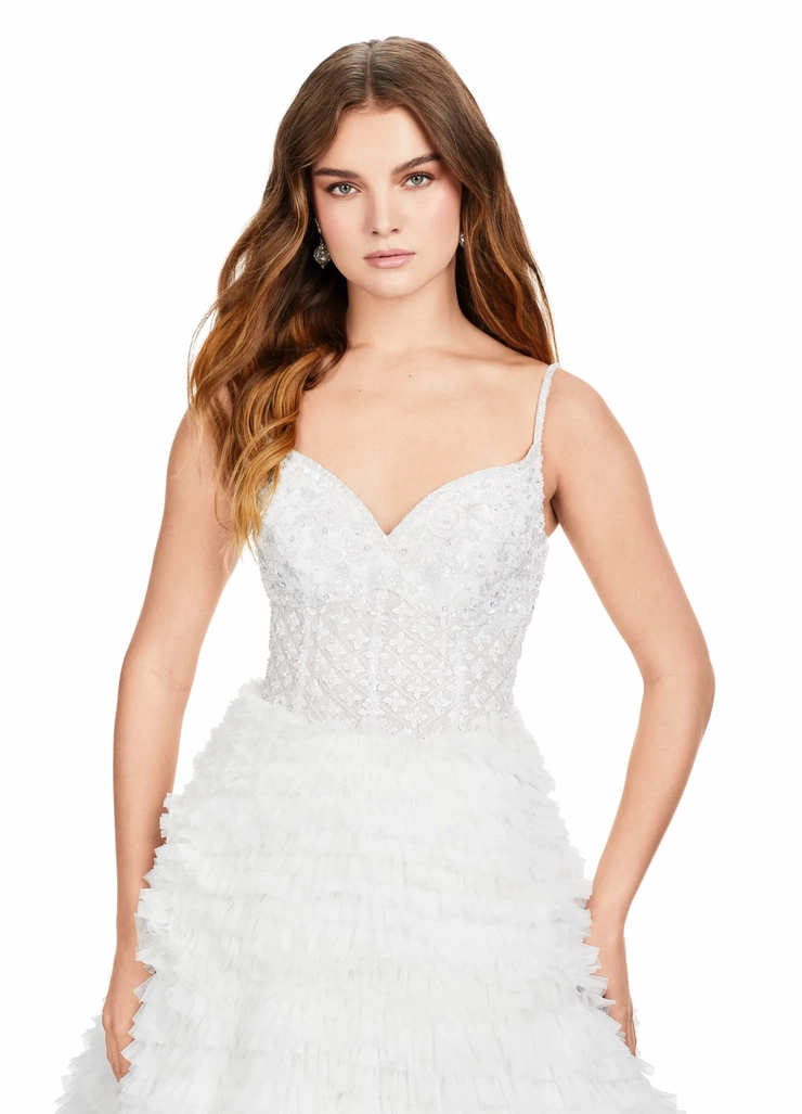 Ashley Lauren Style #11427 Ball Gown with Fully Beaded Bodice and Layered Tulle Skirt #5 frontface vertical cropped picture
