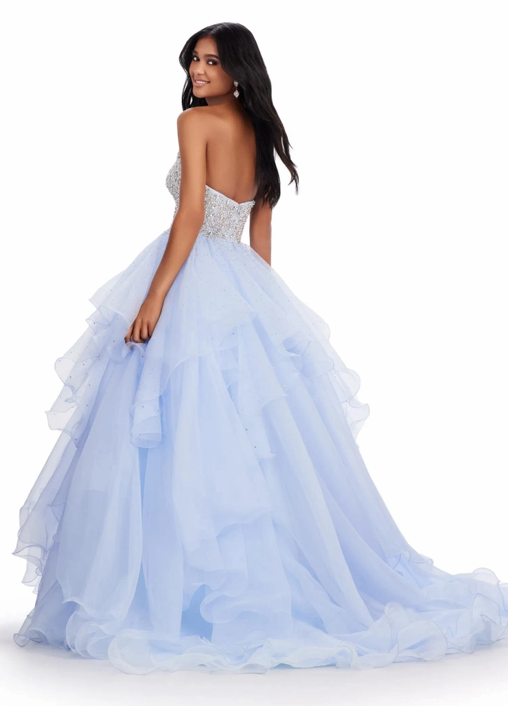 Ashley Lauren Style #11545 Organza Ball Gown with Beaded Bustier #5 backface vertical picture