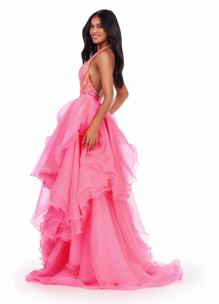 Ashley Lauren Style #11601 Organza Ruffle Side Overskirt #8 vertical cropped picture