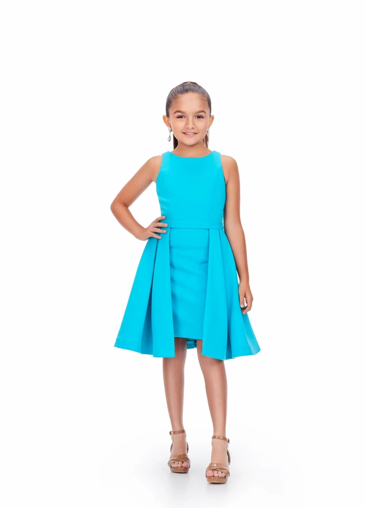 Ashley Lauren Style #8203 Fitted Scuba Cocktail Dress with Pleated Overskirt #1 frontface vertical picture