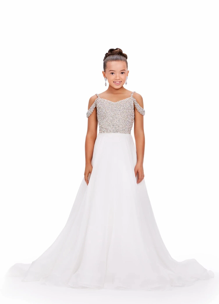Ashley Lauren Style #8220 Chiffon Gown with Beaded Bustier #1 frontface vertical picture