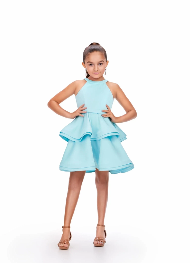 Ashley Lauren Style #8221 Crepe Cocktail Dress with Ruffle Skirt #1 frontface vertical picture