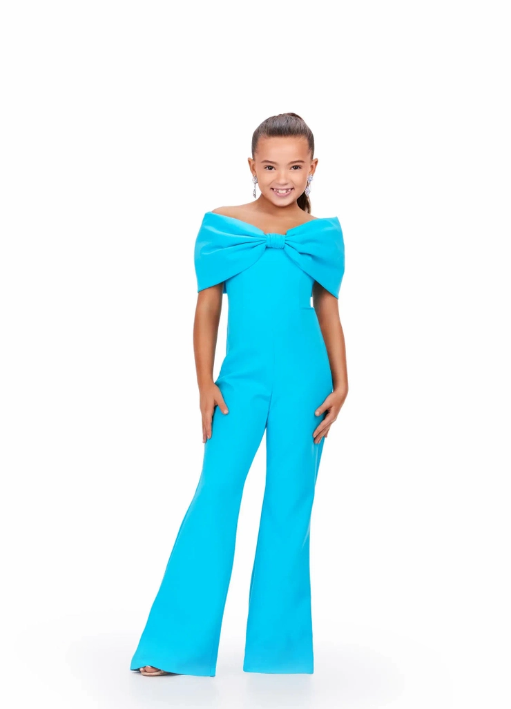 Ashley Lauren Style #8227 Oversized Bow Off Shoulder Jumpsuit #1 frontface vertical picture