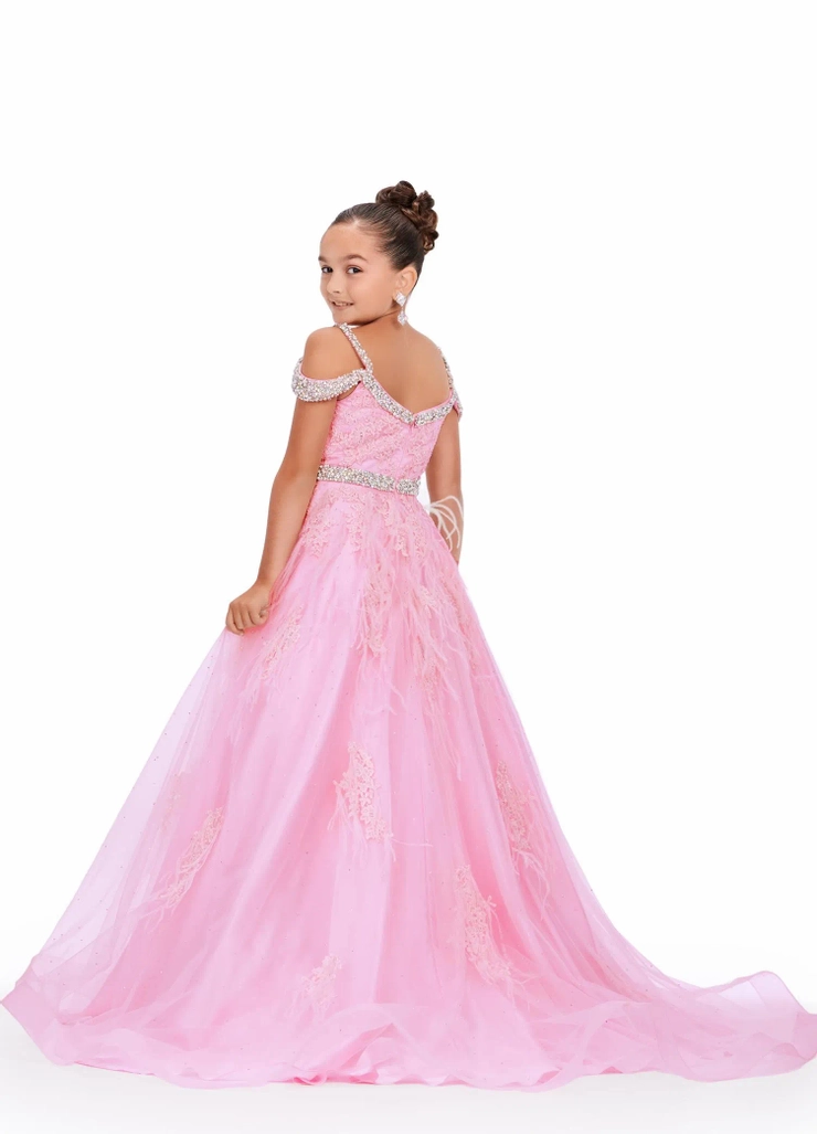 Ashley Lauren Style #8242 Kids Lace Applique Ball Gown with Beaded Accents #7 backface vertical picture