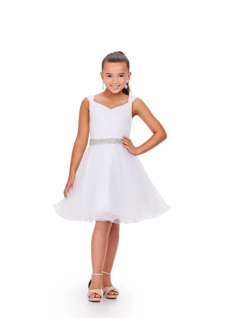 Ashley Lauren Style #8245 Kids Organza Cocktail Dress with Beaded Belt #1 frontface vertical picture