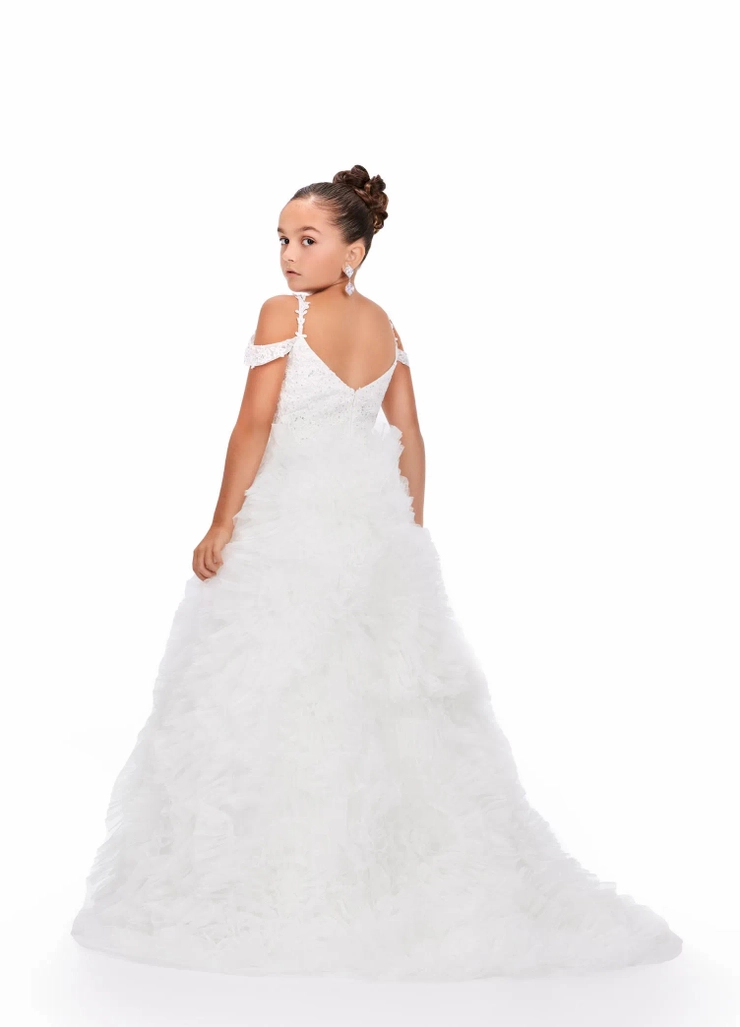 Ashley Lauren Style #8246 Kids Ball Gown with Tulle Ruffle Skirt #3 backface vertical picture
