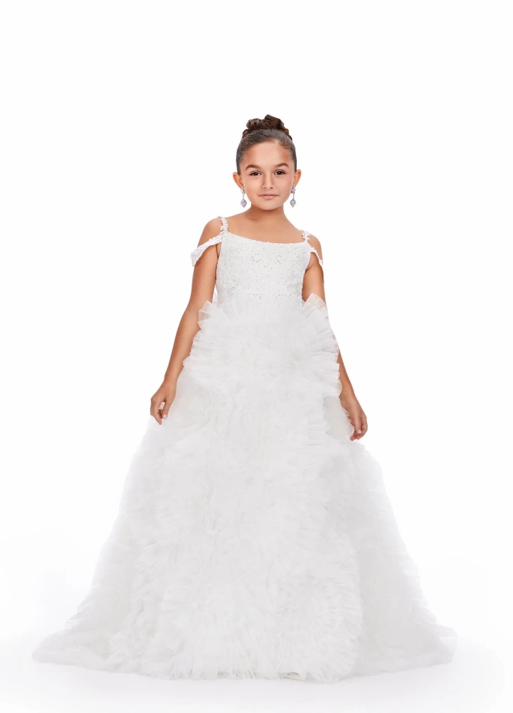 Ashley Lauren Style #8246 Kids Ball Gown with Tulle Ruffle Skirt #1 frontface vertical picture