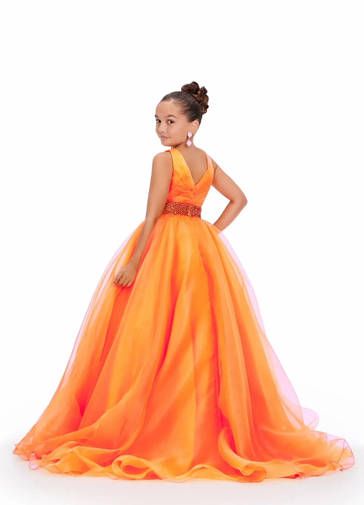 Ashley Lauren Style #8249 Kids Organza Ball Gown with Beaded Belt #5 default backface vertical picture