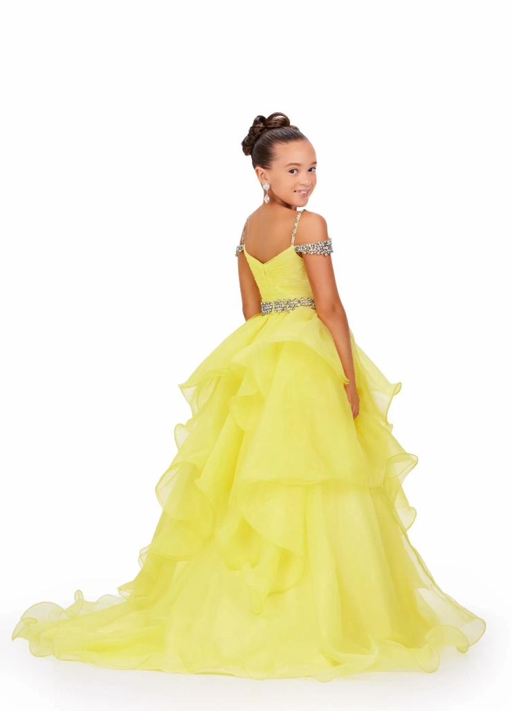 Ashley Lauren Style #8250 Kids Organza Ball Gown with Beaded Details #3 backface vertical picture