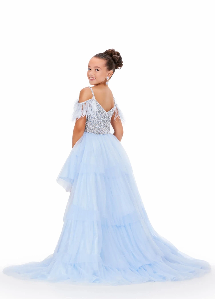 Ashley Lauren Style #8259 Kids High Low Tulle Gown with Beaded Bustier #5 backface vertical picture