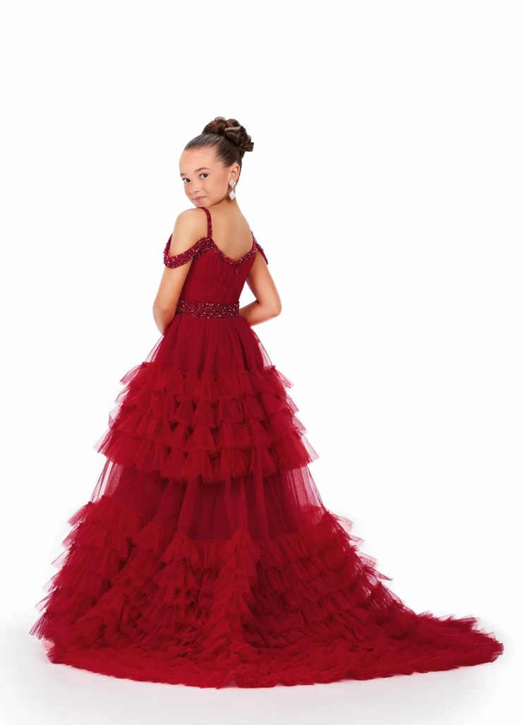 Ashley Lauren Style #8261 Kids Tiered Tulle Ball Gown with Beaded Accents #5 backface vertical picture