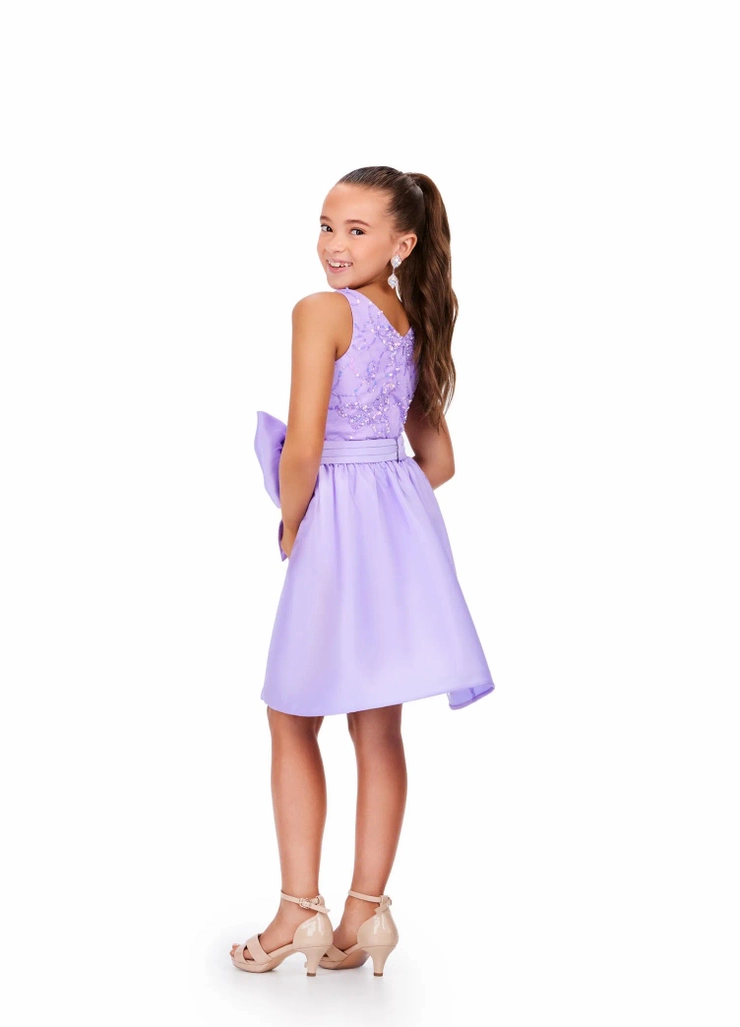 Ashley Lauren Style #8266 Kids Sequin Cocktail Dress with Taffeta Overskirt and Bow #3 backface vertical picture