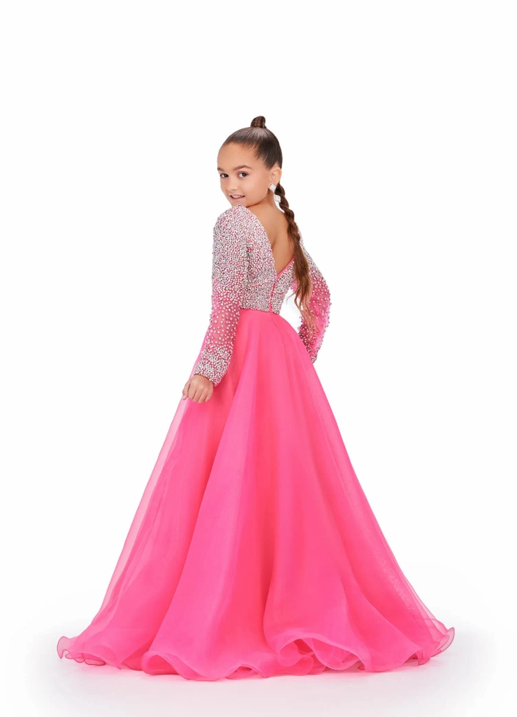 Ashley Lauren Style #8271 Kids Organza Gown with Fully Beaded Top #5 default backface vertical picture