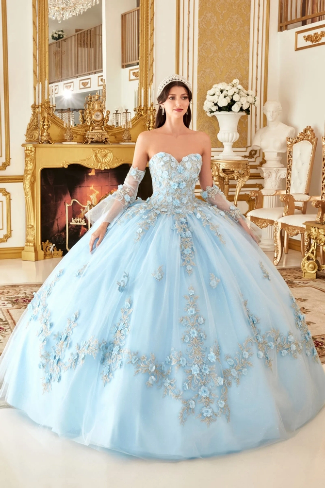 Cinderella Divine C148 Ladivine Strapless A Line Floral Gown
