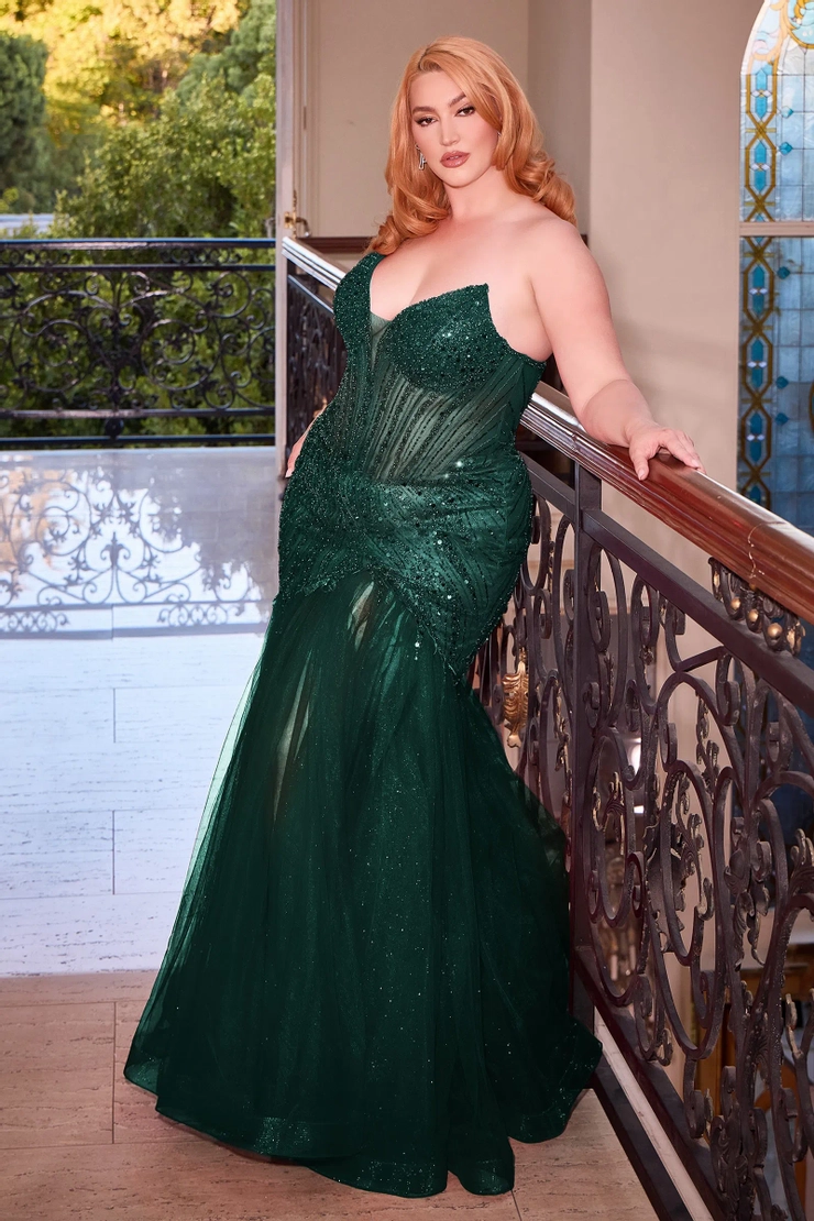 cinderella dress green Fitted 3D Floral Corset Gown by Cinderella Divine CD0186