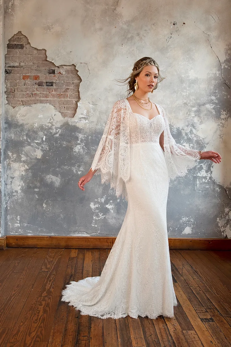 lisa lace wedding dress Ivory Lace Mermaid Wedding Dress with Long Sleeves  Off the Shoulder Wedding Gown with Beaded Sequin Plus Size  LISA Size 28W