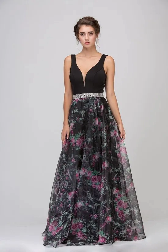 slim fit dress slacks Eureka Fashion 9958 - Embroidered Sleeveless Prom Gown L / Black