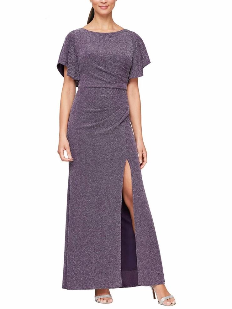 alex evenings eggplant dress AL1416 Eggplant / 6