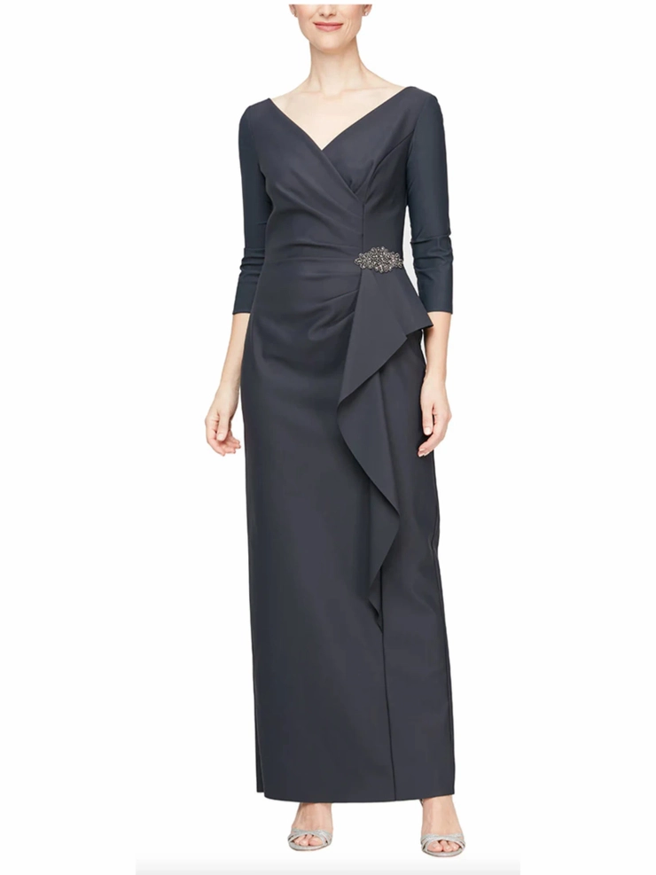 green emerald velvet dress Alex Evenings 81122539 - Quarter Sleeve Lace Formal Dress main image 0
