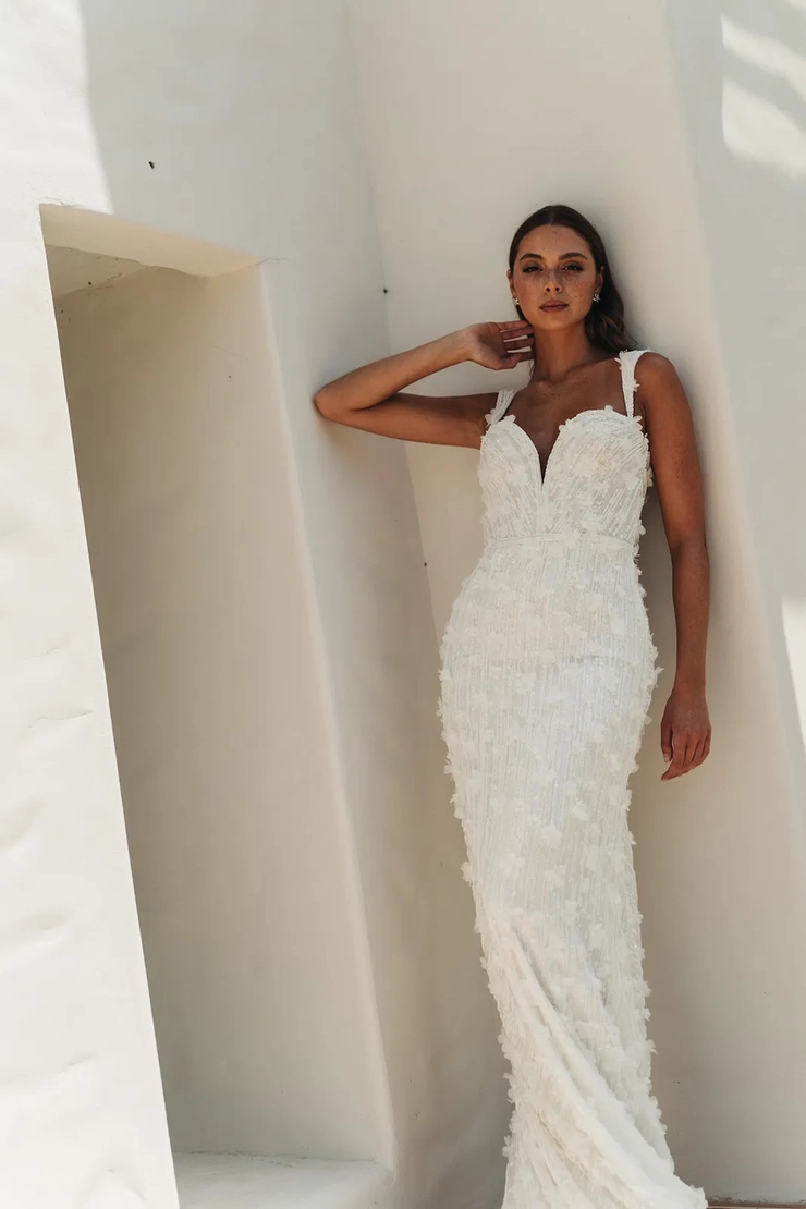 knee length cute dresses Iris Twist Bust Ruffle Knee Length Lace Dress White main image 0