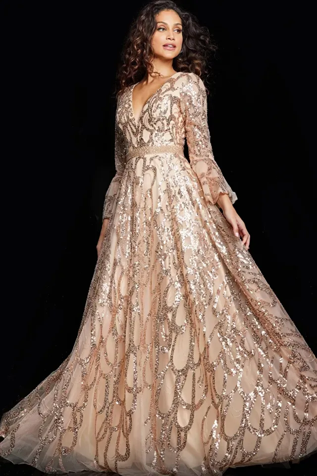gold dress set Jovani 07185 main image 0