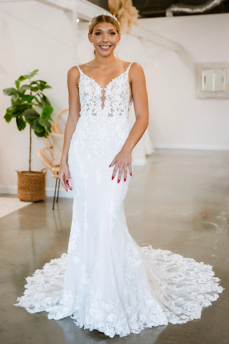 florida beach wedding dresses Charming Spaghetti straps Appliques Lace Wedding Dress,Split Chiffon Beach  Wedding Dress,MW359